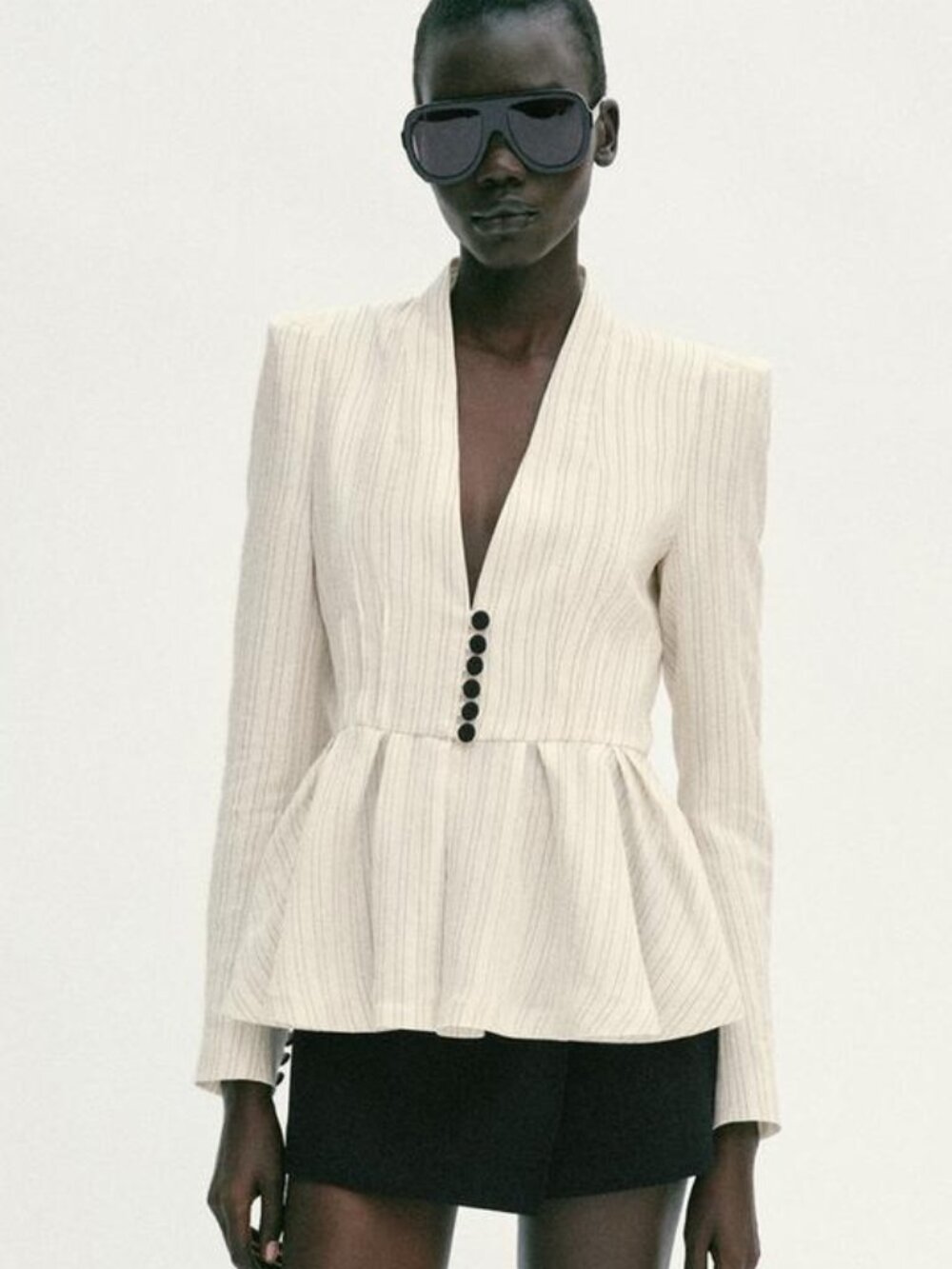 Zara Striped Peplum Blazer